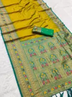 Mb 18 Ajanta Lotus Floral Motifs Paithani Silk Saree Collection - Image 11