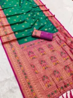 Mb 18 Ajanta Lotus Floral Motifs Paithani Silk Saree Collection - Image 2
