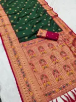 Mb 18 Ajanta Lotus Floral Motifs Paithani Silk Saree Collection - Image 4