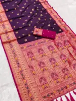 Mb 18 Ajanta Lotus Floral Motifs Paithani Silk Saree Collection - Image 5