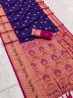Mb 18 Ajanta Lotus Floral Motifs Paithani Silk Saree Collection - Image 6