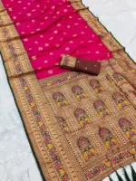 Mb 18 Ajanta Lotus Floral Motifs Paithani Silk Saree Collection - Image 7