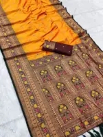 Mb 18 Ajanta Lotus Floral Motifs Paithani Silk Saree Collection - Image 9