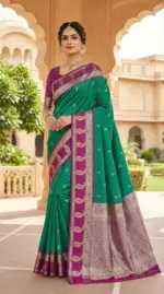 Mb 187 Premium Banarasi Silk Zari Butti Weaving Saree Collection - Image 9