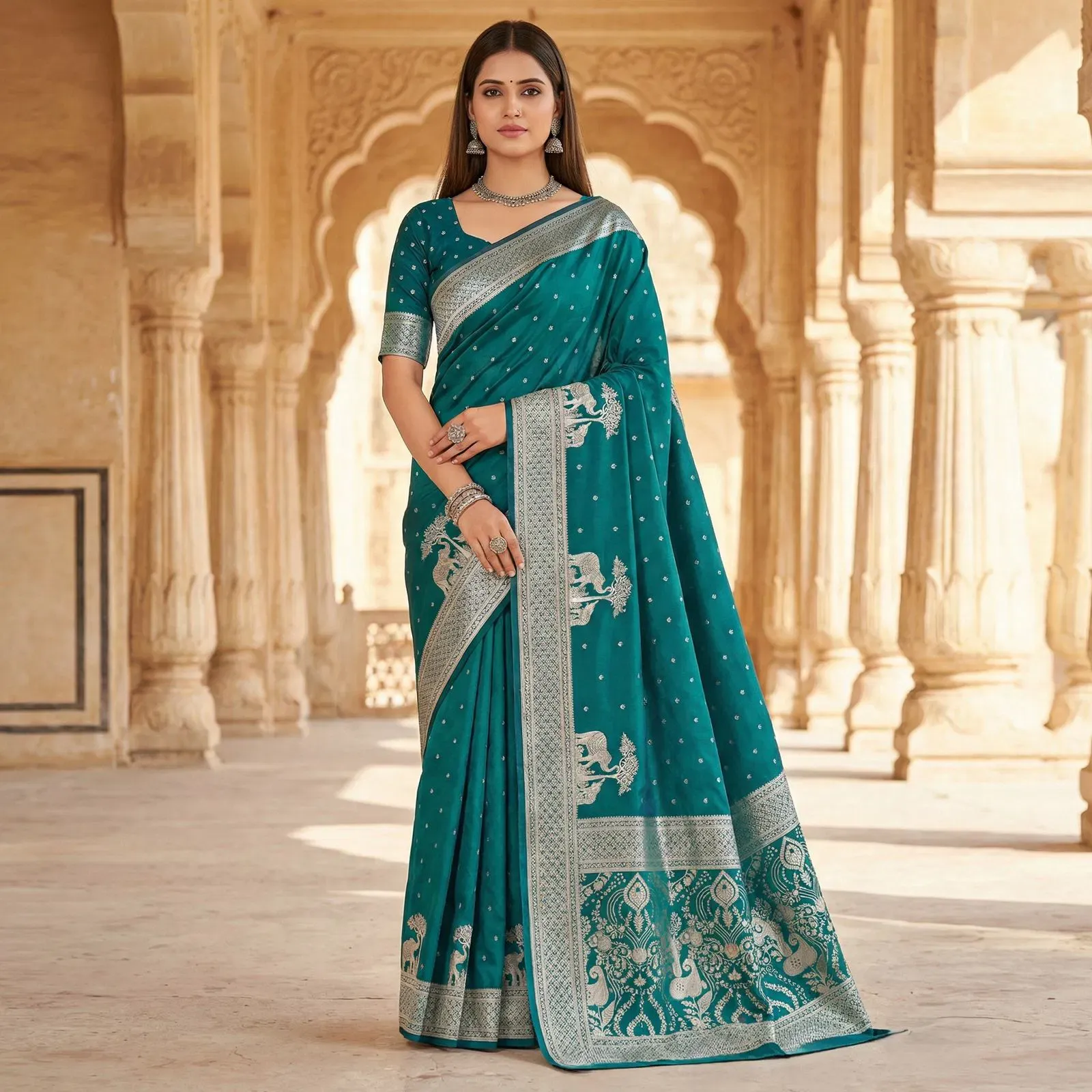 Mb 25 Gajraj Pure Banarasi Silk Zari Motifs Saree Callection Mb 25 Gajraj Pure Banarasi Silk Zari Motifs Saree Callection - Image 1