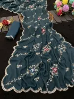 Modal 6358 Georgette Embroidered Designer Saree Collection - Image 4