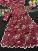 Modal 6358 Georgette Embroidered Designer Saree Collection - Image 5