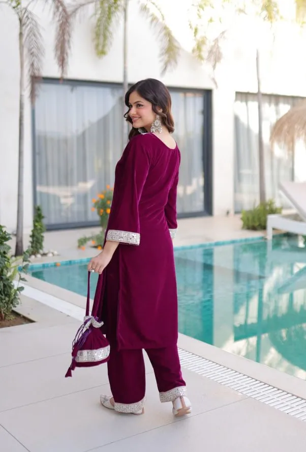 Mohini 9308 Velvet Embroidery Mirror Work Winter Readymade Dress