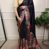 WMN 7012A Satin Silk Printed Saree with Natural Silk Blouse