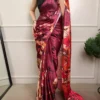 WMN 7012A Satin Silk Printed Saree with Natural Silk Blouse