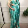 WMN 7012A Satin Silk Printed Saree with Natural Silk Blouse