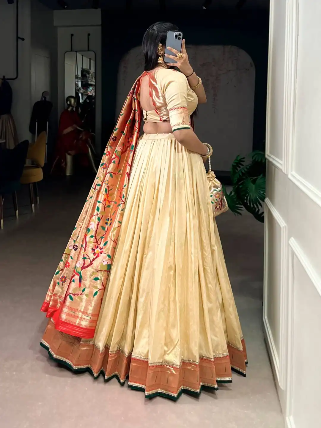 WMN 2031 Silk Paithani Lehenga Choli with Zari Weaving And Lace Border