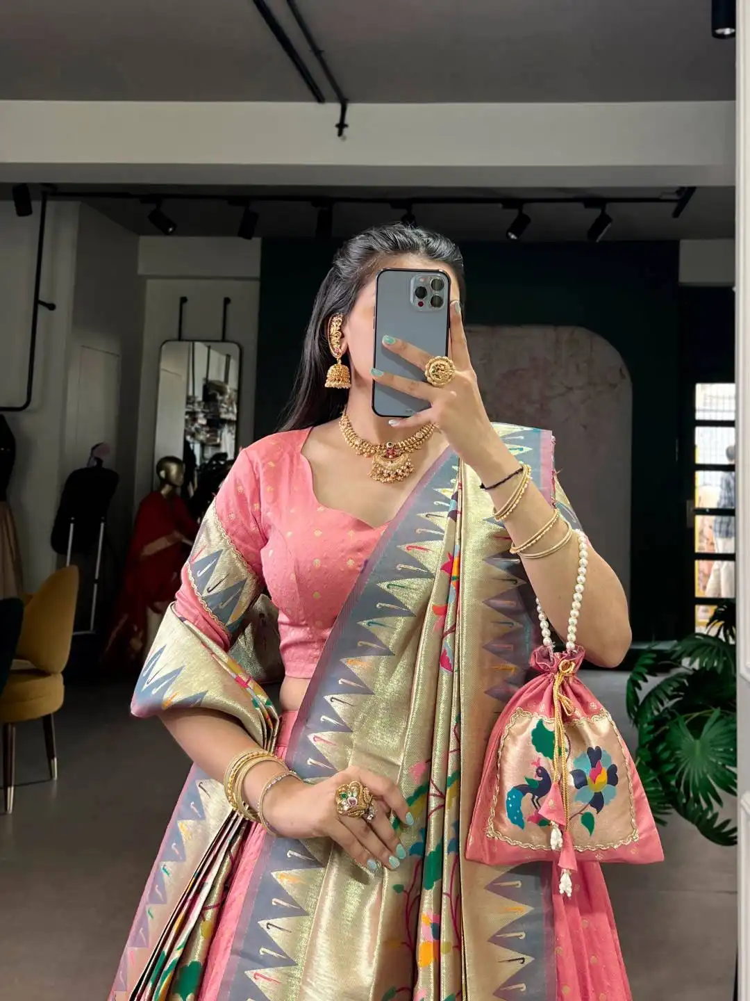 WMN 2031 Silk Paithani Lehenga Choli with Zari Weaving And Lace Border