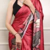 WMN 7012A Satin Silk Printed Saree with Natural Silk Blouse