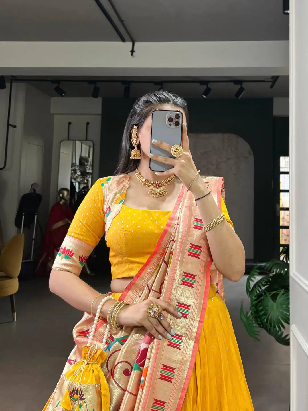 WMN 2031 Silk Paithani Lehenga Choli with Zari Weaving And Lace Border