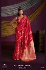 Rajtex Kanthkala Indigo Satin Silk Festival Wear Saree Collection - Image 7