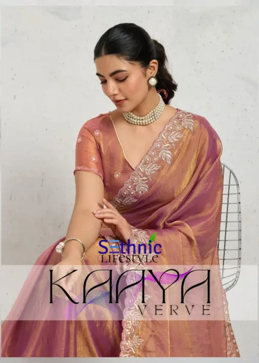 Sethnic Kaaya Verve Chiffon Velvet with Embroidered Saree Collection