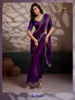 Sethnic Luminah Velvet Satin with Zarkan Border Party Wear Saree Collection - Image 3