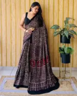 Sf Ajrakh Vol 1 Soft Japan Satin Ajrakh Printed Saree Collection - Image 12