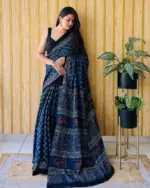 Sf Ajrakh Vol 1 Soft Japan Satin Ajrakh Printed Saree Collection - Image 6