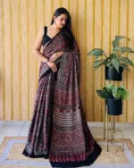 Sf Ajrakh Vol 1 Soft Japan Satin Ajrakh Printed Saree Collection - Image 7