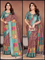 Shc Axita Vol 1 Premium Cotton Silk Kalamkari Printed Saree Collection - Image 8