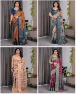 Shc Handloom Vol 1 Linen Floral Printed Saree Collection - Image 6