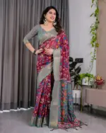 Shc Handloom Vol 1 Linen Floral Printed Saree Collection - Image 8