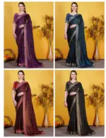 Swarosk Delta Paan Lycra with Lace Border Party Wear Saree Collection - Image 2