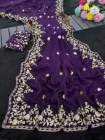 Vt 827 T Fandy Chiffon Embroidery Worked Fancy Saree Collection - Image 4