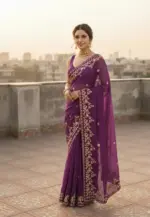 Vt 827 T Fandy Chiffon Embroidery Worked Fancy Saree Collection - Image 6