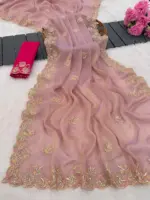 Vt 829 T Moss Chiffon Multi Thread Worked Fancy Saree Collection - Image 11