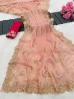 Vt 829 T Moss Chiffon Multi Thread Worked Fancy Saree Collection - Image 5