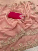 Vt 829 T Moss Chiffon Multi Thread Worked Fancy Saree Collection - Image 7