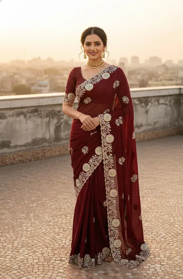 Vt 830 T Vichitra Embroidery Worked Wedding Wear Saree Collection Vt 830 T Vichitra Embroidery Worked Wedding Wear Saree Collection - Image 1