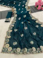 Vt 830 T Vichitra Embroidery Worked Wedding Wear Saree Collection - Image 3