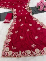 Vt 830 T Vichitra Embroidery Worked Wedding Wear Saree Collection - Image 4