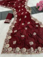 Vt 830 T Vichitra Embroidery Worked Wedding Wear Saree Collection - Image 9
