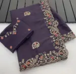 Vt 832 T Georgette Silk with Thread Coding Embroidery Worked Saree Collection - Image 3