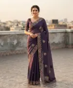 Vt 832 T Georgette Silk with Thread Coding Embroidery Worked Saree Collection - Image 5