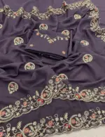 Vt 832 T Georgette Silk with Thread Coding Embroidery Worked Saree Collection - Image 8