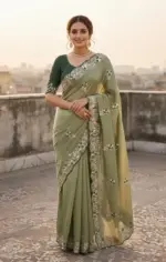 Vt 834 T Soft Vichitra Silk Thread Work Designer Saree Collection