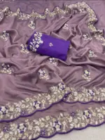 Vt 834 T Soft Vichitra Silk Thread Work Designer Saree Collection - Image 2