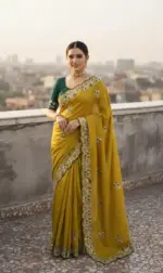 Vt 834 T Soft Vichitra Silk Thread Work Designer Saree Collection - Image 6