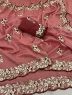 Vt 834 T Soft Vichitra Silk Thread Work Designer Saree Collection - Image 7