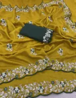 Vt 834 T Soft Vichitra Silk Thread Work Designer Saree Collection - Image 9