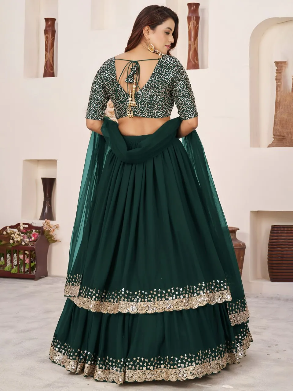Zeel 5066B Green Georgette Mehndi Function Lehenga Choli