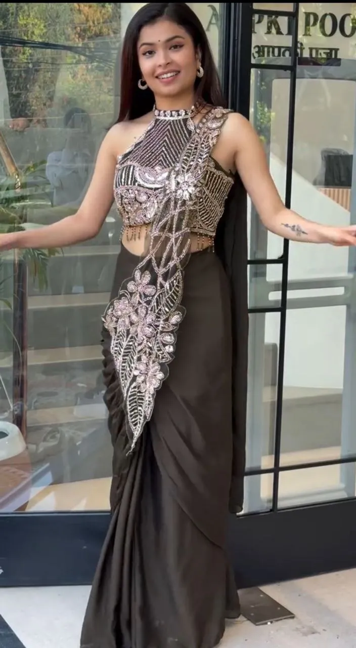 Madhuri 246 Star Georgette Sequence Embroidery Ready To Wear Saree