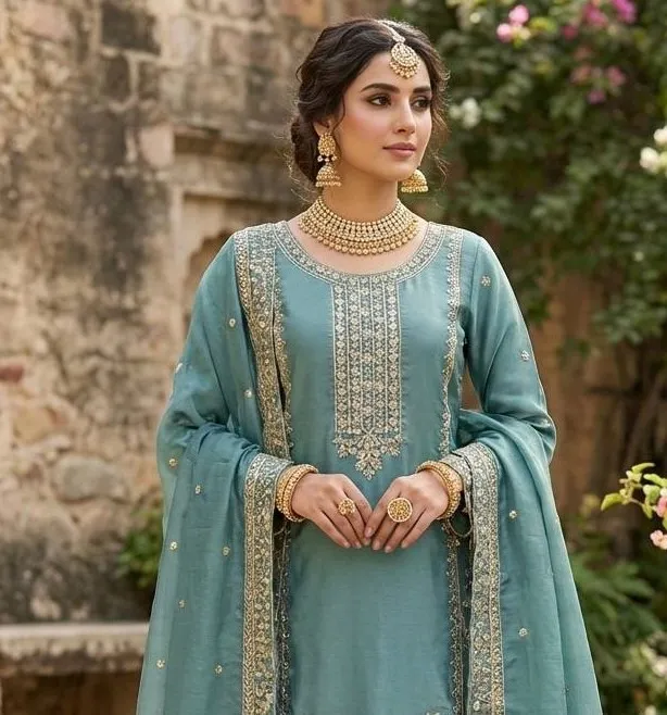 Sabina 5331 Gmy Silk Embroidery Sequence Wedding Readymade Dress