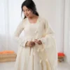 Sabina 5332 Kora Cotton Schiffli Work Anarkali Gown Pant With Dupatta